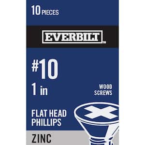 #10 x 1 in. Phillips Flat Head Zinc Plated Wood Screw (10-Pack)