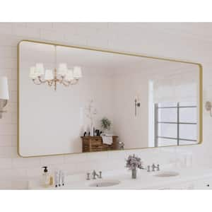 72 in. W x 32 in. H Large Rectangular Framed Wall Mounted Bathroom Vanity Mirror in Brushed Gold