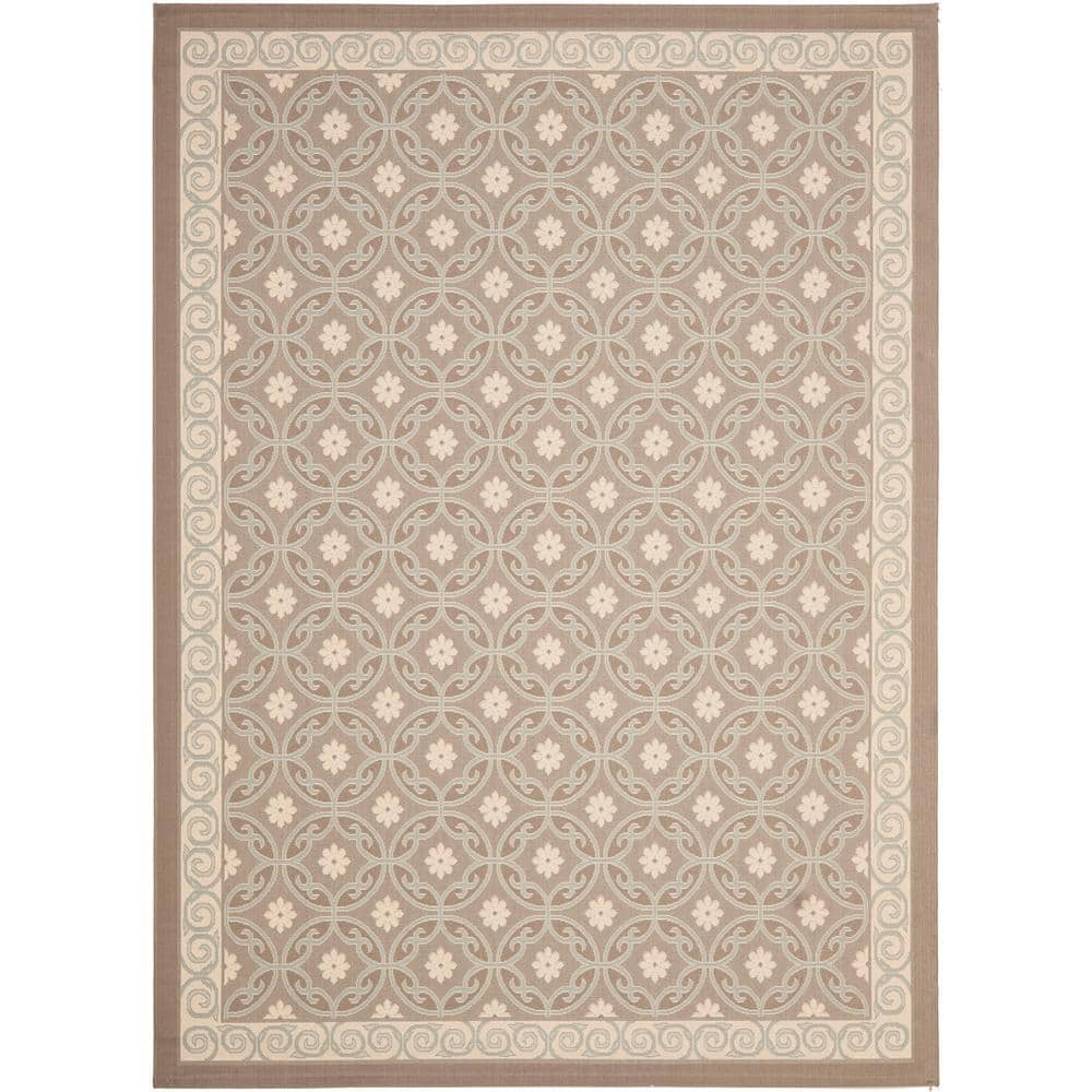 Floral Essence Brown Synthetic 8' x 11' Easy Care Rug