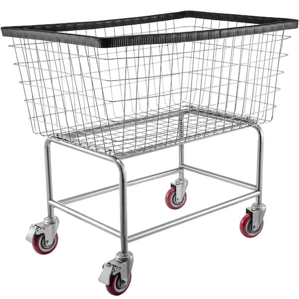 White Metal, Kitchen Cart with wheels 35 in. x 15.7 in. x 22 in., Casters Wire Basket Cart for Laundry
