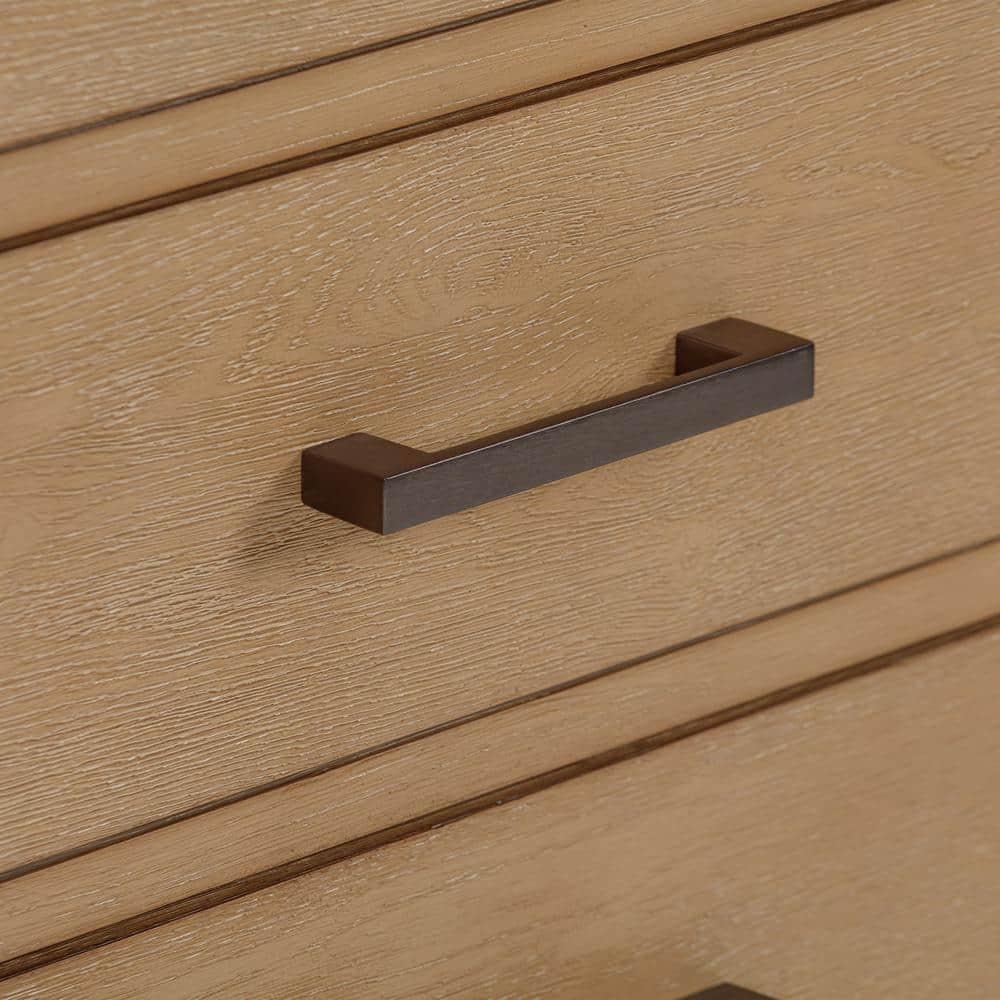 Brushed Oak 71" Lockable Linen Cabinet with Glass Door