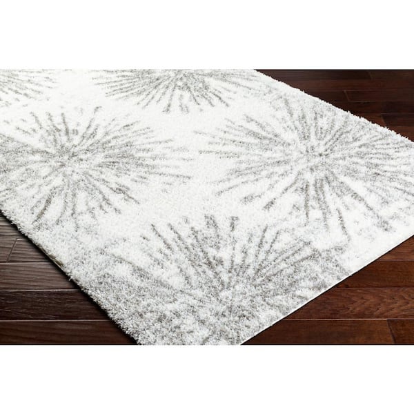 Cloudy Shag Gray Floral and Botanical 5 ft. x 7 ft. Indoor Area Rug