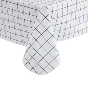 RAY STAR Raystar 60 in. x 84 in. Black and White Plaid PEVA Tablecloth ...