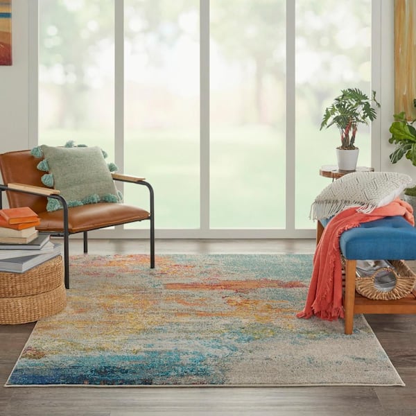 Celestial Sealife Multicolor 4 ft. x 6 ft. Abstract Modern Area Rug
