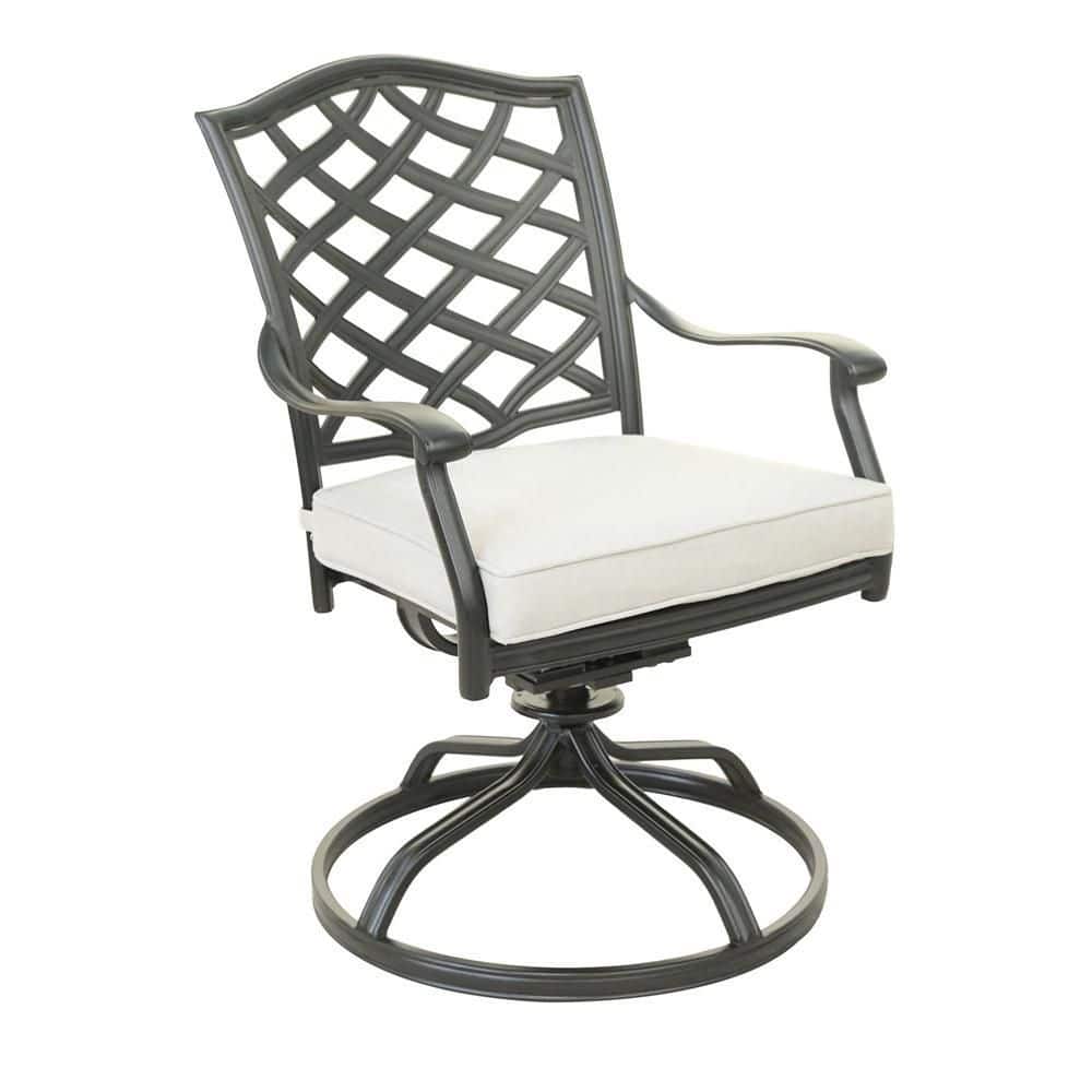 Black Frame Aluminum Outdoor Swivel Lounge Chairs with CushionGuard Cast Silver Cushion for Patio Gazebo (2-Pack) -  Mondawe, MA-727AHF