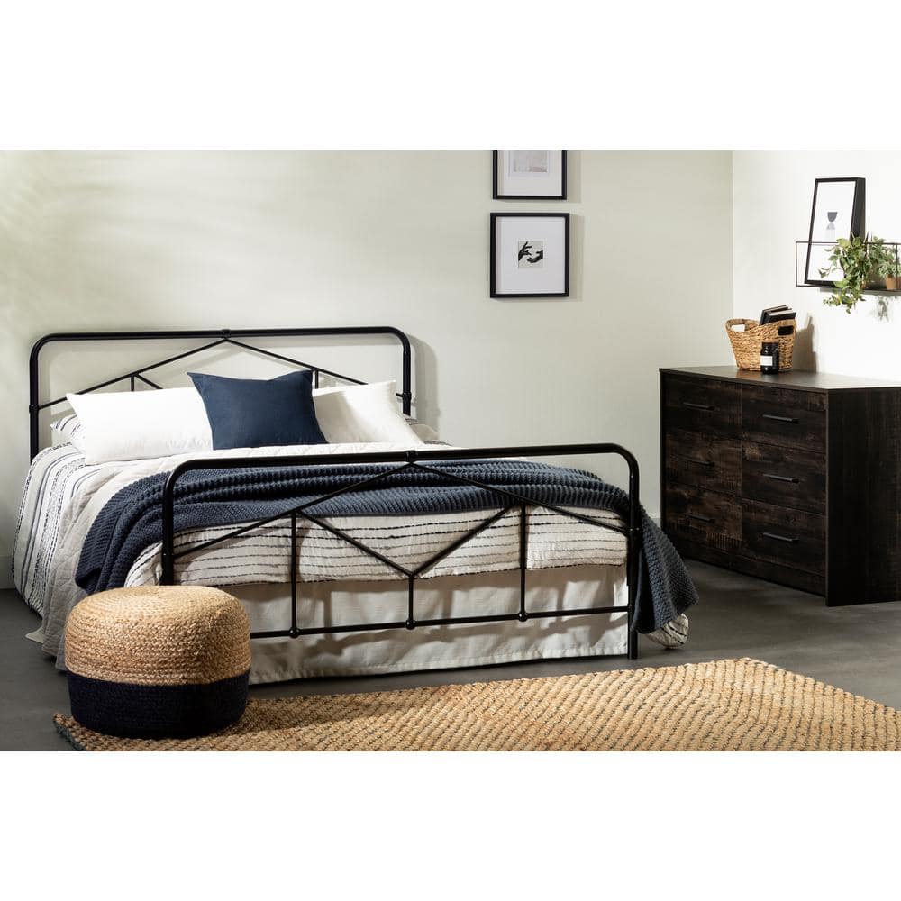 Londen Rubbed Black 6-Drawer Industrial Double Dresser