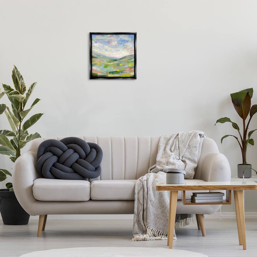 Jolly Geometric Countryside Scene by Ashley Davis Black Floater Frame Nature Graphic Art Print 18 in. x 18 in. price history on PriceWatchPro