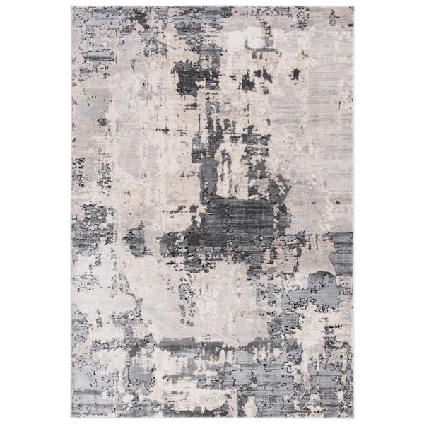 Whisper 9 ft. x 12 ft. Gray/Light Beige Distressed Abstract Area Rug
