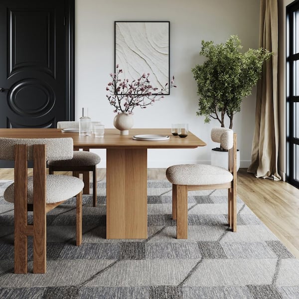 9 ft. x 12 ft. Blue Inette Modern Geometric Wool Indoor Area Rug