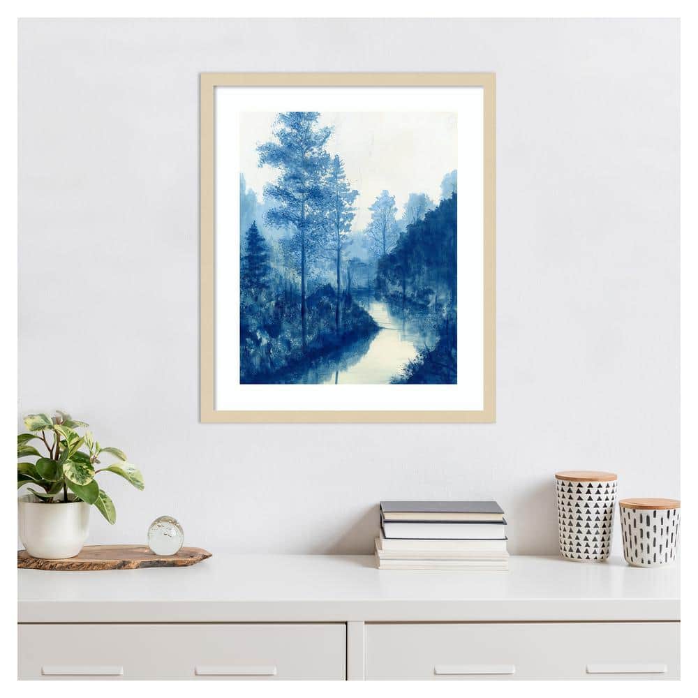 Liberty Blue Landscape II Framed Wall Art Print in Natural Wood