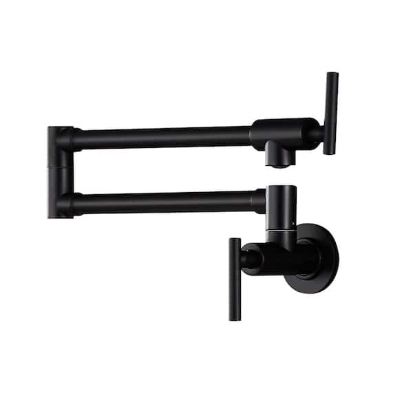 Lukvuzo Pot Filler Faucet Modern Brass Pot Filler 2-Attachment Wall Mount Folding Kitchen Pot Filler Swing Arm
