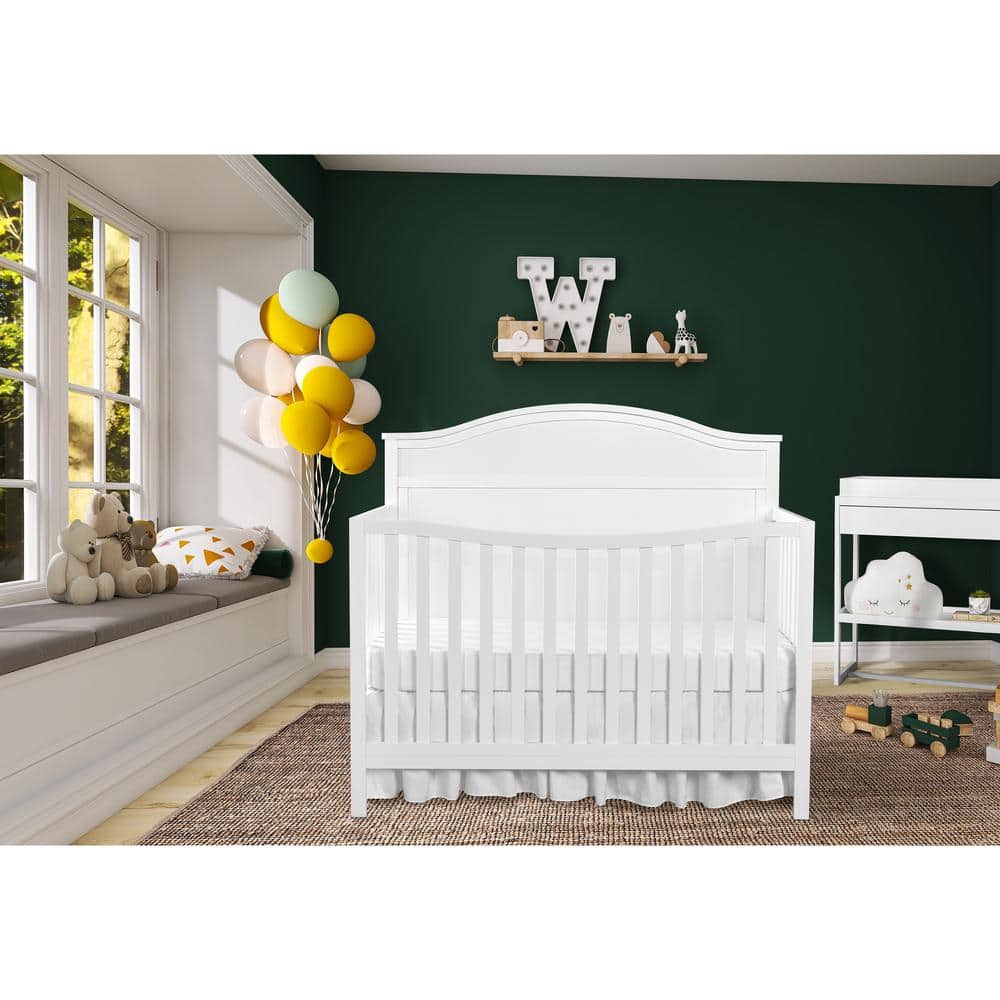 Dream On Me JPMA and Greenguard Gold Certified White Grace 5 in. 1 Convertible Crib made with Sustainable New Zealand Pinewood -  785-WHITE
