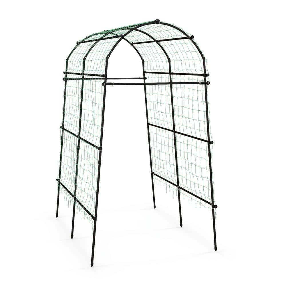 Costway 7.5 ft. Metal Garden Arch Trellis Outdoor Plant Support Archway ...