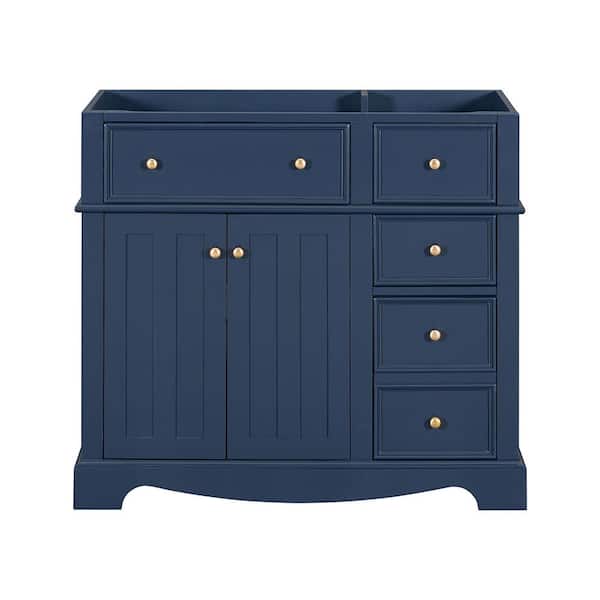 36 in. W x 18 in. D x 33 in. H Bath Vanity Cabinet without Top in Blue with 3 Drawers and Adjustable Shelf Cabinet Only
