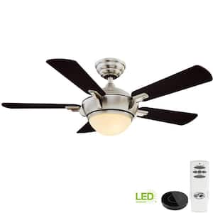 Midili 44 in. Indoor LED Brushed Nickel Dry Rated Ceiling Fan with Light Kit Works with Google Assistant and Alexa