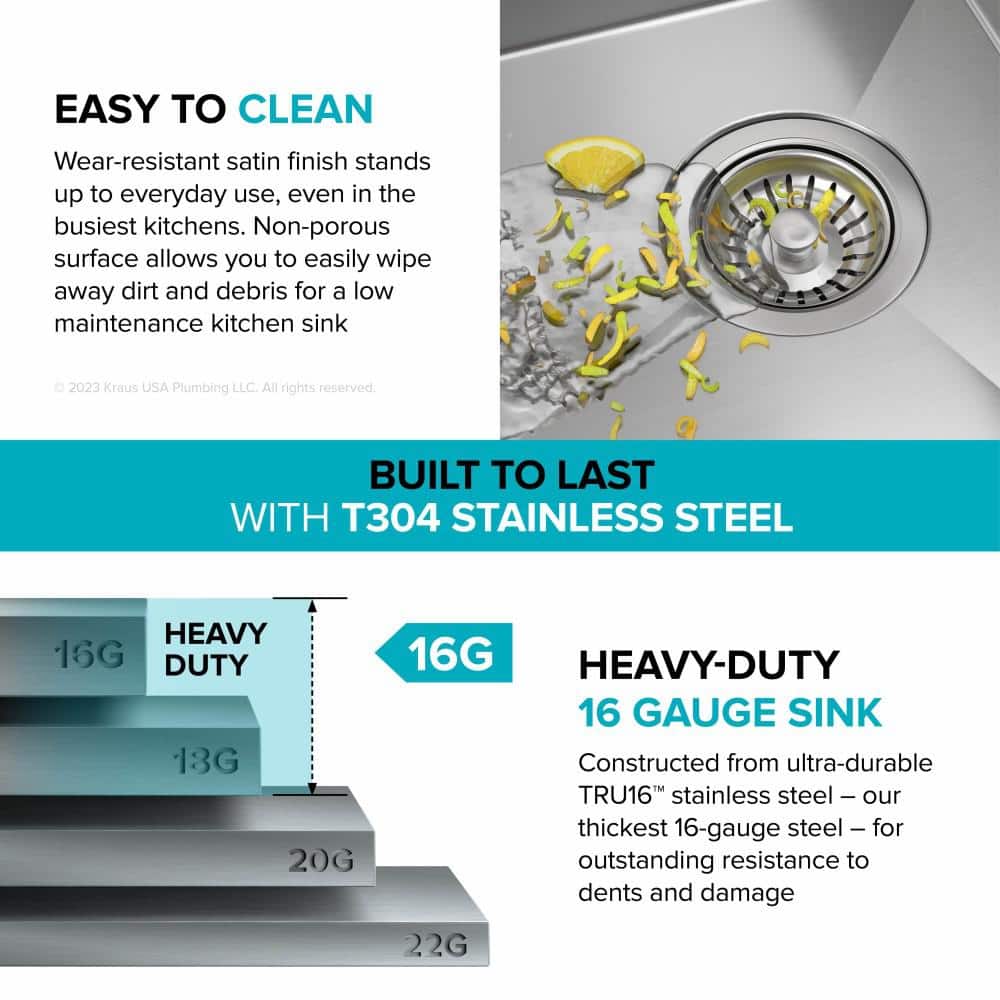 Kore 23-Inch Stainless Steel Undermount Workstation Sink