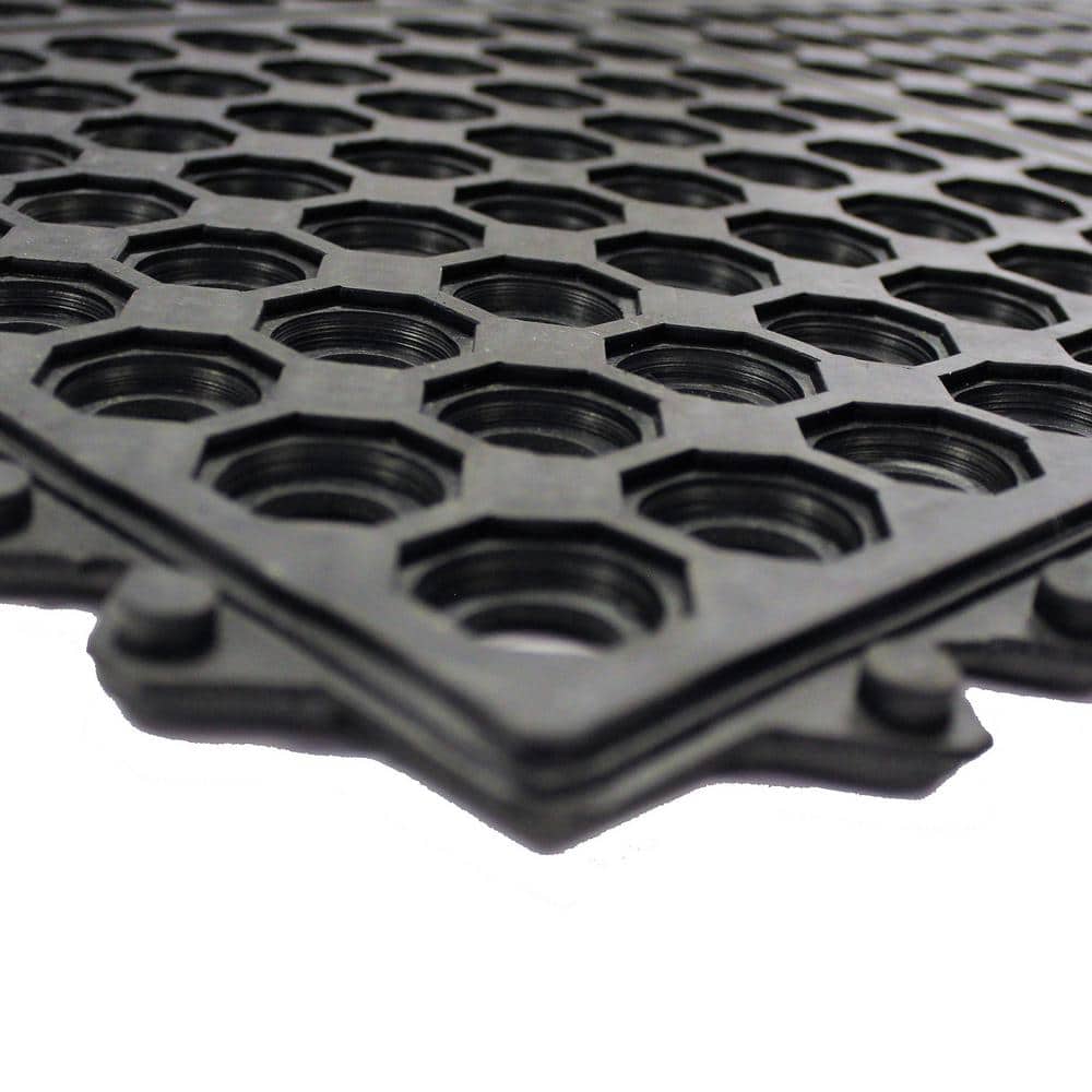 Black 36 x 36 Inch Interlocking Rubber Floor Mat 4-Pack