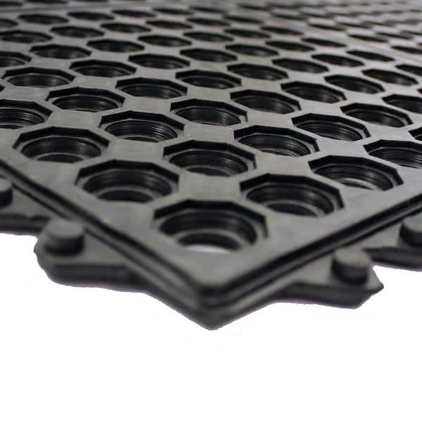 Envelor Circle Perforated Rubber Floor Mat, 40 x 80 - Black