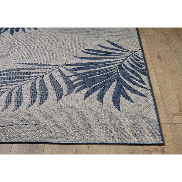 Isla Blue 8 ft. x 10 ft. Tropical Floral Indoor/Outdoor Area Rug
