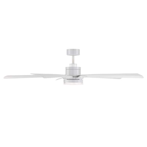 Radiant 64 in. Smart Indoor/Outdoor Matte White Standard Ceiling Fan Selectable 5CCT Integrated LED K5 Crystal Shards