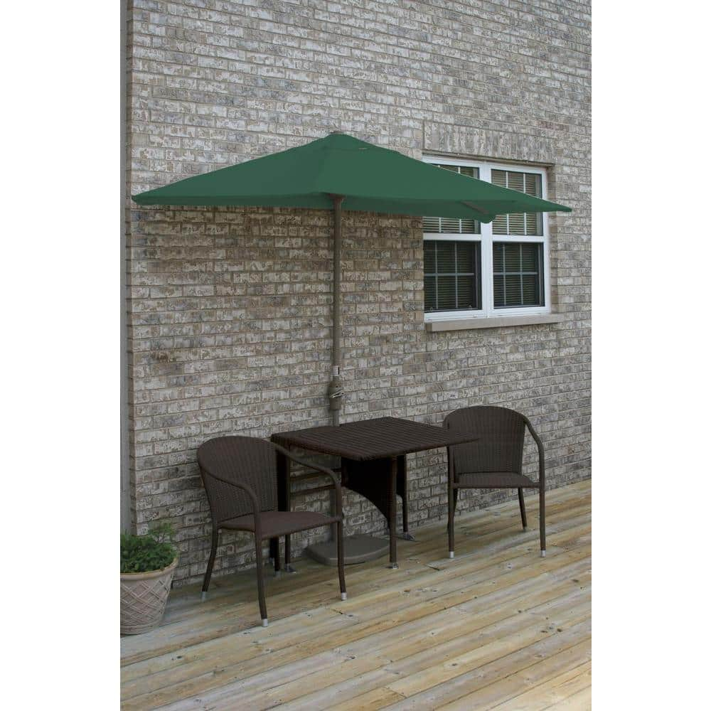 Terrace Mates Daniella 5-Piece Java Patio Bistro Set with 9 ft. Green Solarvista Half-Umbrella -  Blue Star Group, TMDJ-9VG