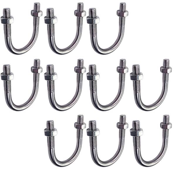 The Plumber's Choice 2 in. Standard Galvanized Steel U-Bolt Pipe Clamp with Hex Nuts (10-Pack)