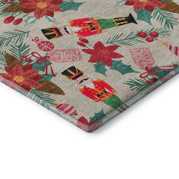 Mayfield Premium Machine Washable Abstract AMF1822 Beige 2 ft. 3 in. x 7 ft. 6 in. Runner Rug