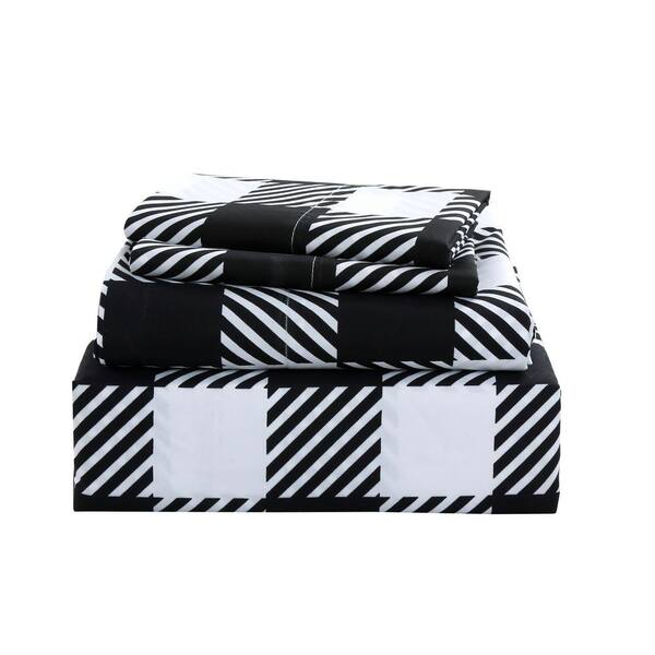 Winter Wonder Lane White & Black Plaid Gift Bag Storage Organizer