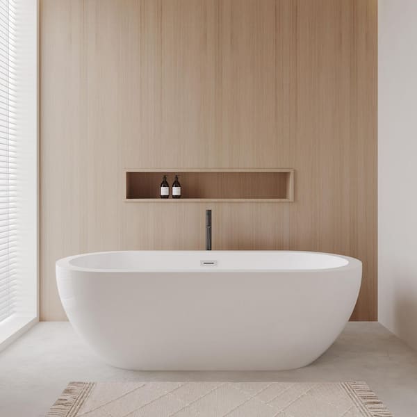 Wyndham Collection Soho 71.5 in. Acrylic Flatbottom Bathtub in White with Polished Chrome Trim and Matte Black Faucet