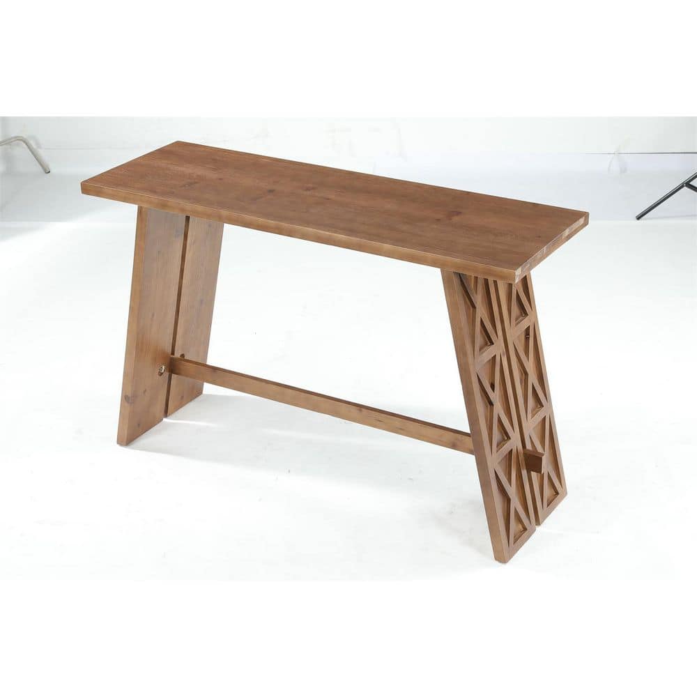 37.4 in. H Brown Solid Wood Bar Table, Rectangle Home Bar Table Seats 2