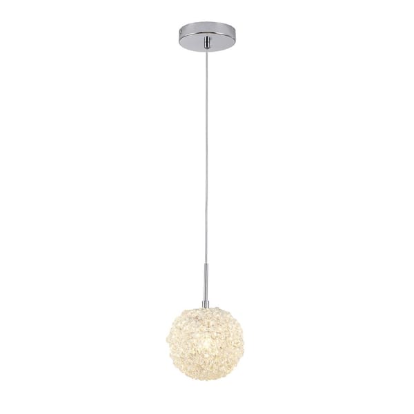Unbranded Rehan 1-Light Chrome Steel Single Pendant Light with Clear Crystals