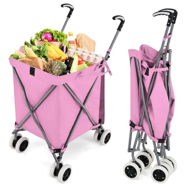 1 Piece Heavy-Duty Foldable Shopping Cart, Waterproof Removable Bag and Stable Rolling Wheels Utility Cart Set