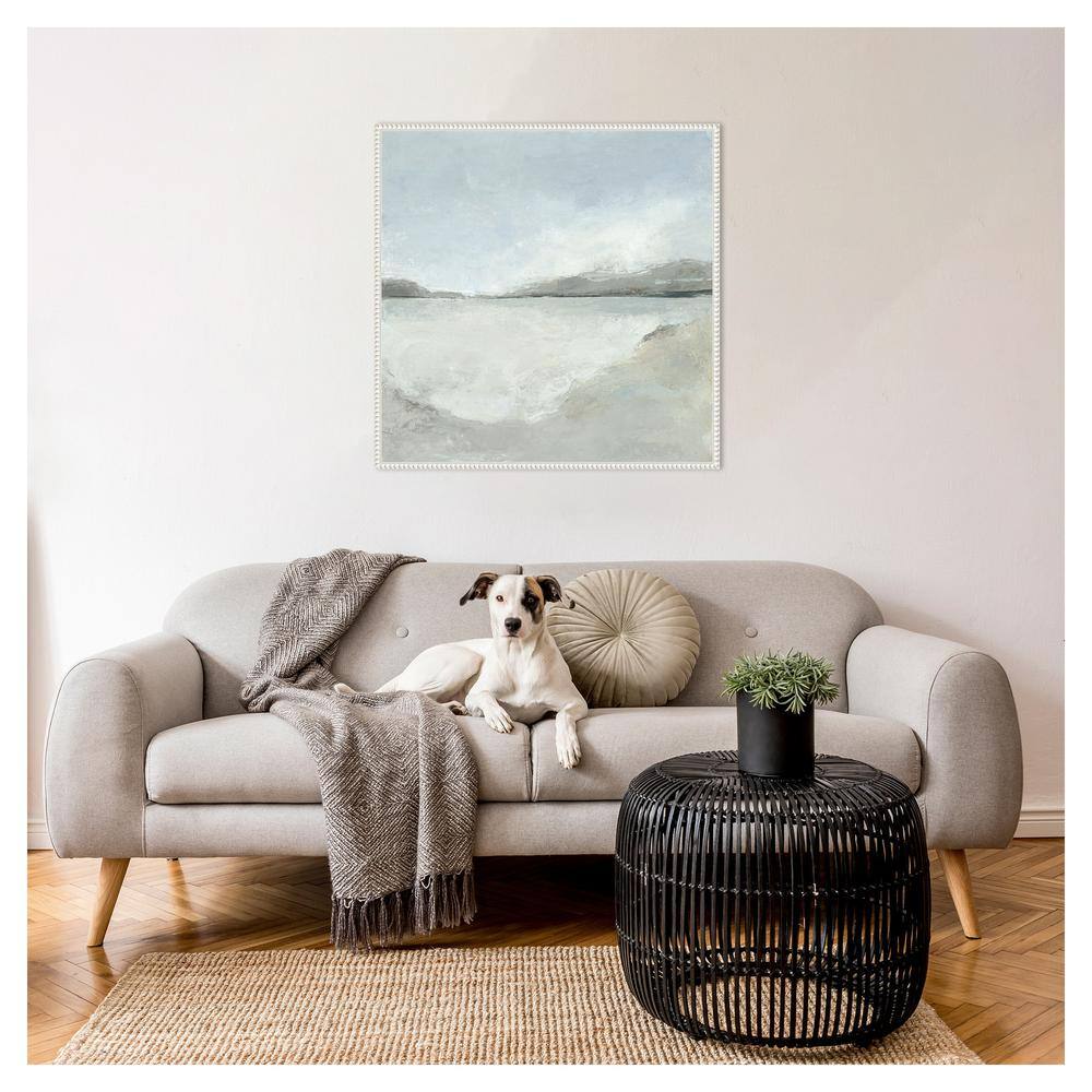 Subtle Coastal 30"x30" White Framed Canvas Wall Art