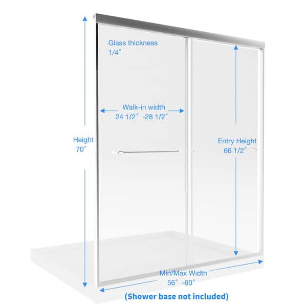 56-60 in. W x 70 in. H Sliding Framed Shower Door in Chrome Finish with Clear Glass