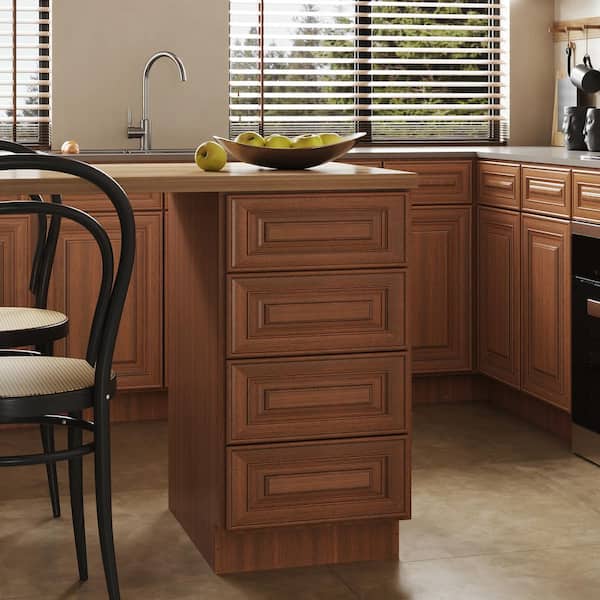 Unbranded 15 in. W x 24 in. D x 34.5 in. H in Cameo Scotch Plywood Ready to Assemble Kitchen Base Cabinet with 4 Drawers