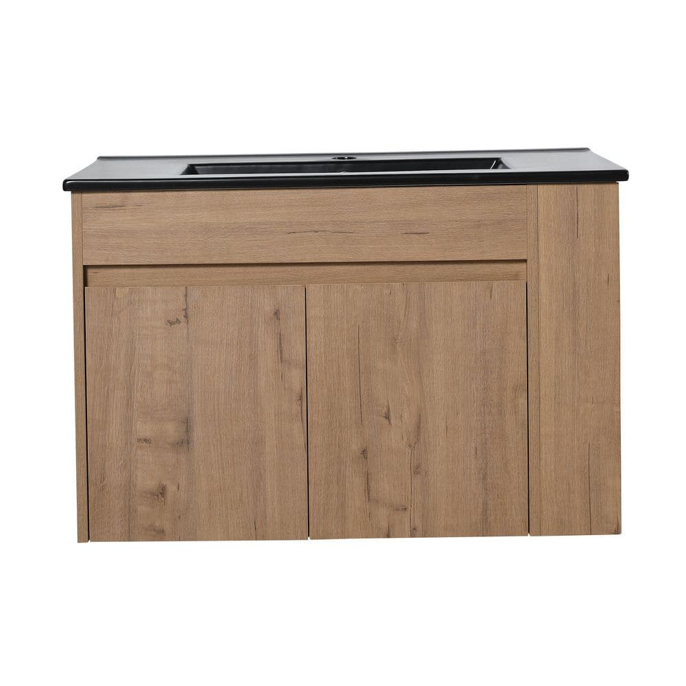 30 in. W x 18 in. D x 19 in. H Plywood Bathroom Wall Cabinet with Black Ceramic Top and Adjustable Shelf in Dark Oak price history on PriceWatchPro