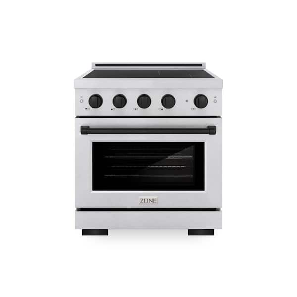 Autograph 30 in. 4.2 cu. ft. Paramount Induction Range with 4 Element Cooktop in Satin Stainless with Matte Black Accent