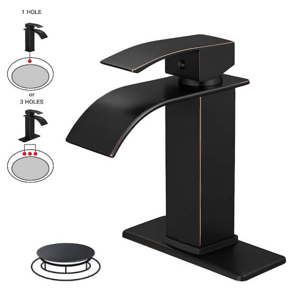 BWE Single Handle Bathroom Faucet Lavatory Vanity Sink Faucet 1 Hole or 3 Holes With Pop Up Drain in Oil Rubbed Bronze