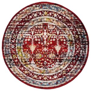 Amsterdam Red 7 ft. x 7 ft. Border Round Area Rug