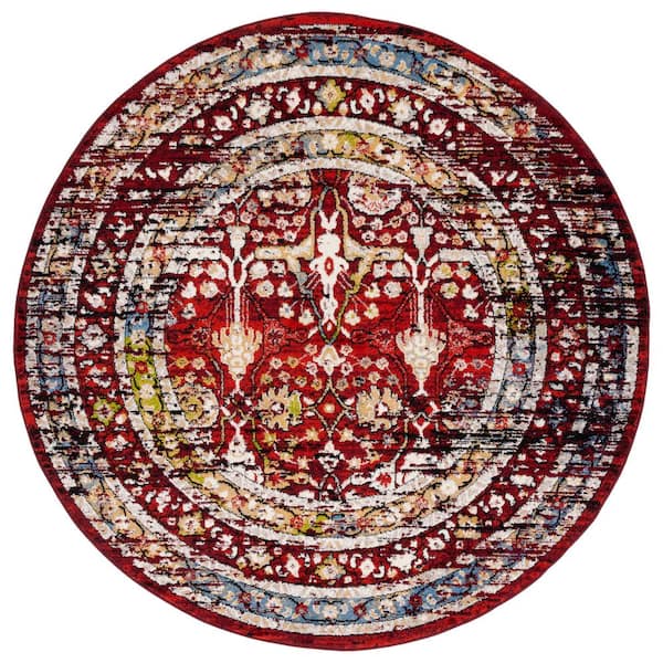 SAFAVIEH Amsterdam Red 7 ft. x 7 ft. Border Round Area Rug
