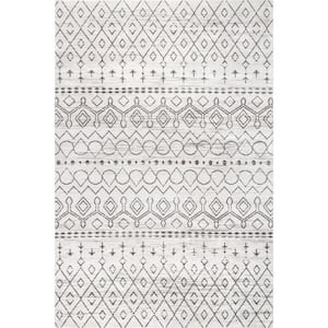 Audrey Machine Washable Geometric Moroccan Ivory 7 ft. x 9 ft. Area Rug