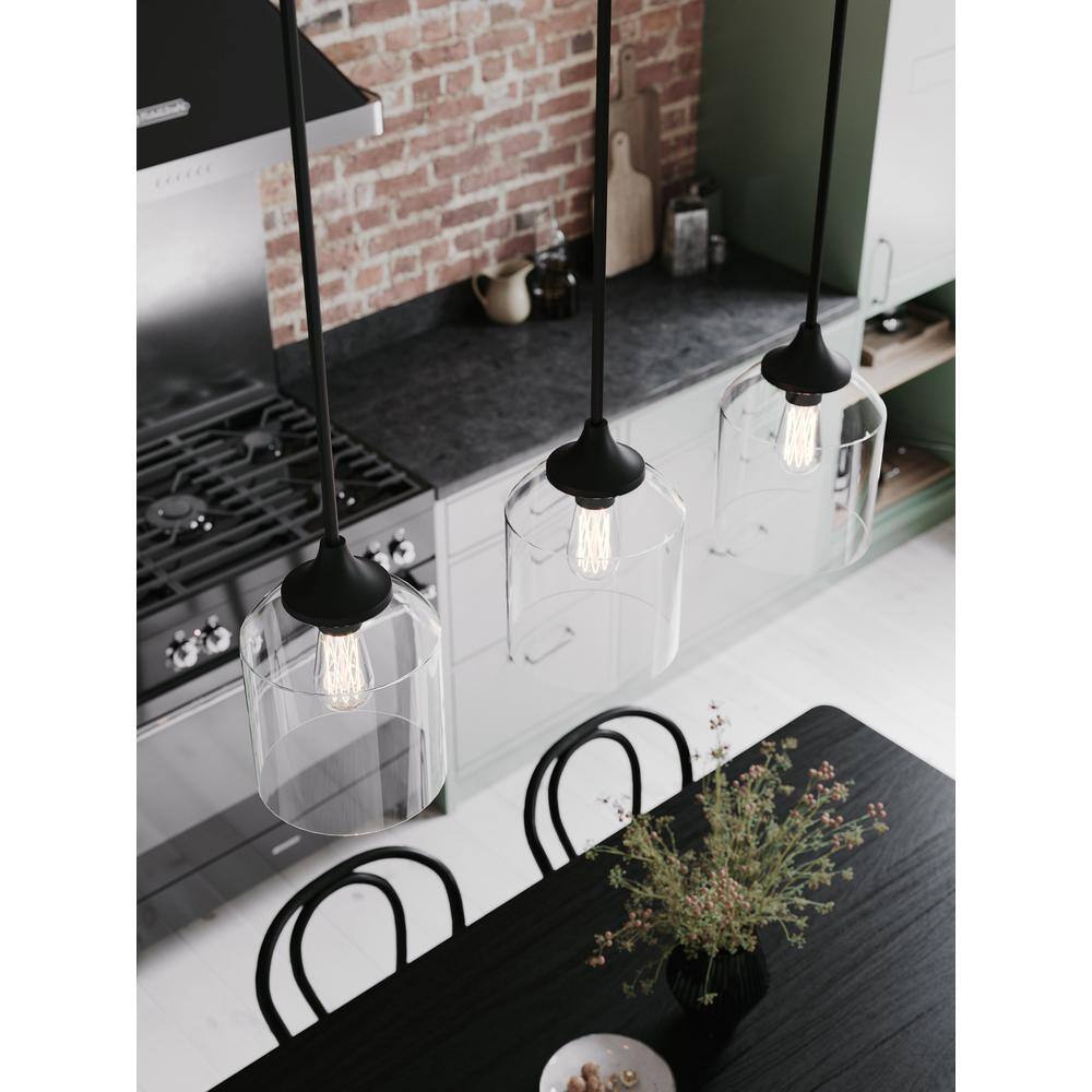 William 36" Satin Nickel Glass Linear Pendant Light