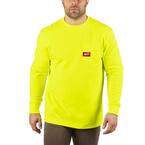 Men's 2X-Large High Visibility Heavy-Duty Cotton/Polyester Long-Sleeve Pocket T-Shirt