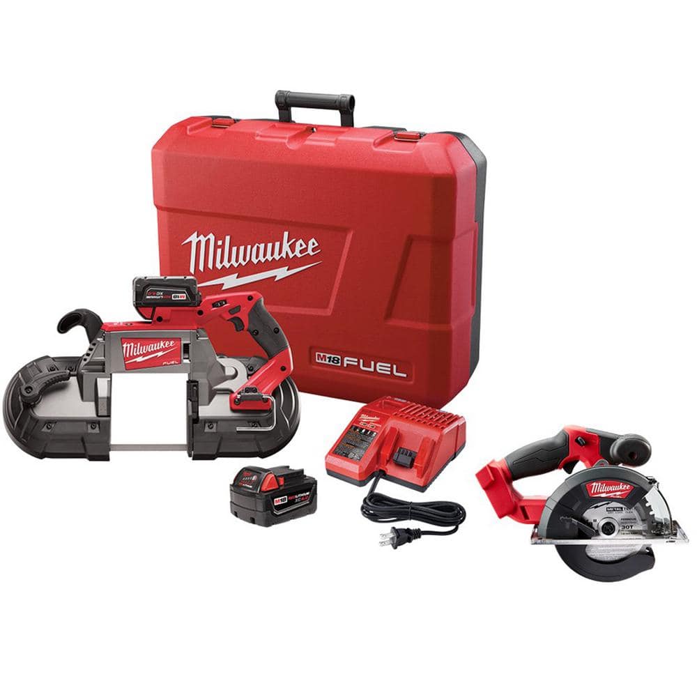Milwaukee M18 FUEL 18V Lithium-Ion Brushless Cordless Deep Cut Band Saw Kit  W/5-3/8 in. Metal Cutting Circular Saw 2729-22-2782-20 The Home Depot