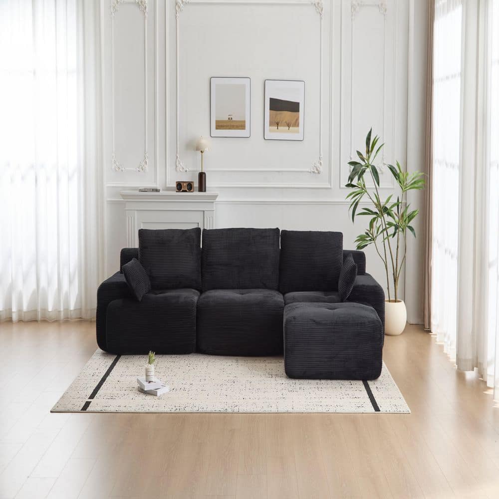 119.69 in. Armless Corduroy fabric Modular Compression Sectional Sofa in. Black price history on PriceWatchPro