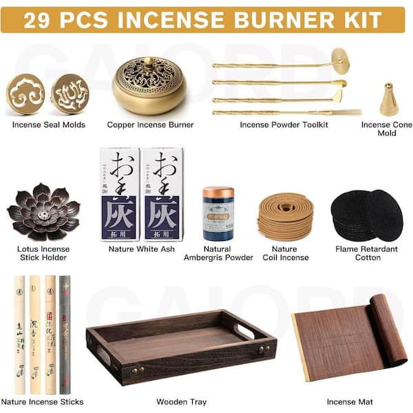 Afoxsos 29-Piece Brass Incense Burner Kit with Accessories for