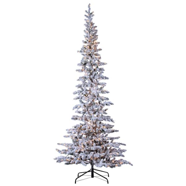 Sterling 9 ft. Pre-Lit Narrow Flocked Austin Pine Artificial Christmas Tree