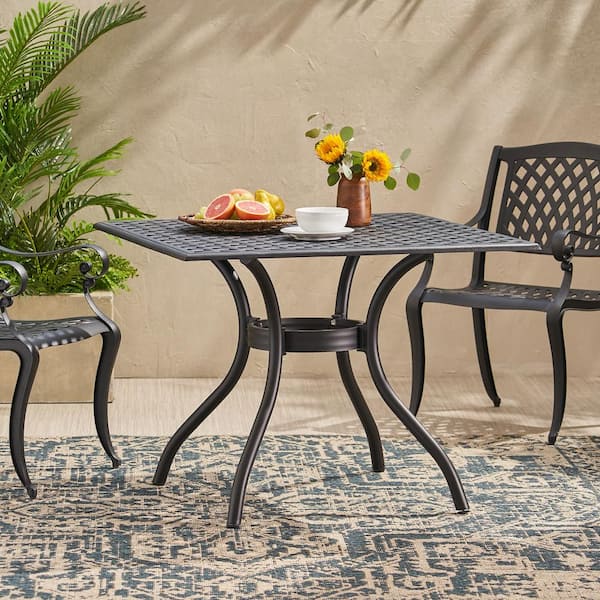 Clihome 39.5 in. Black Aluminum Square Outdoor Dining Table