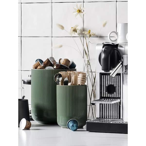 Green Ceramic Kitchen Utensil Holder for Countertop, Large Cooking Utensil Crocks for Kitchen Counter Decor