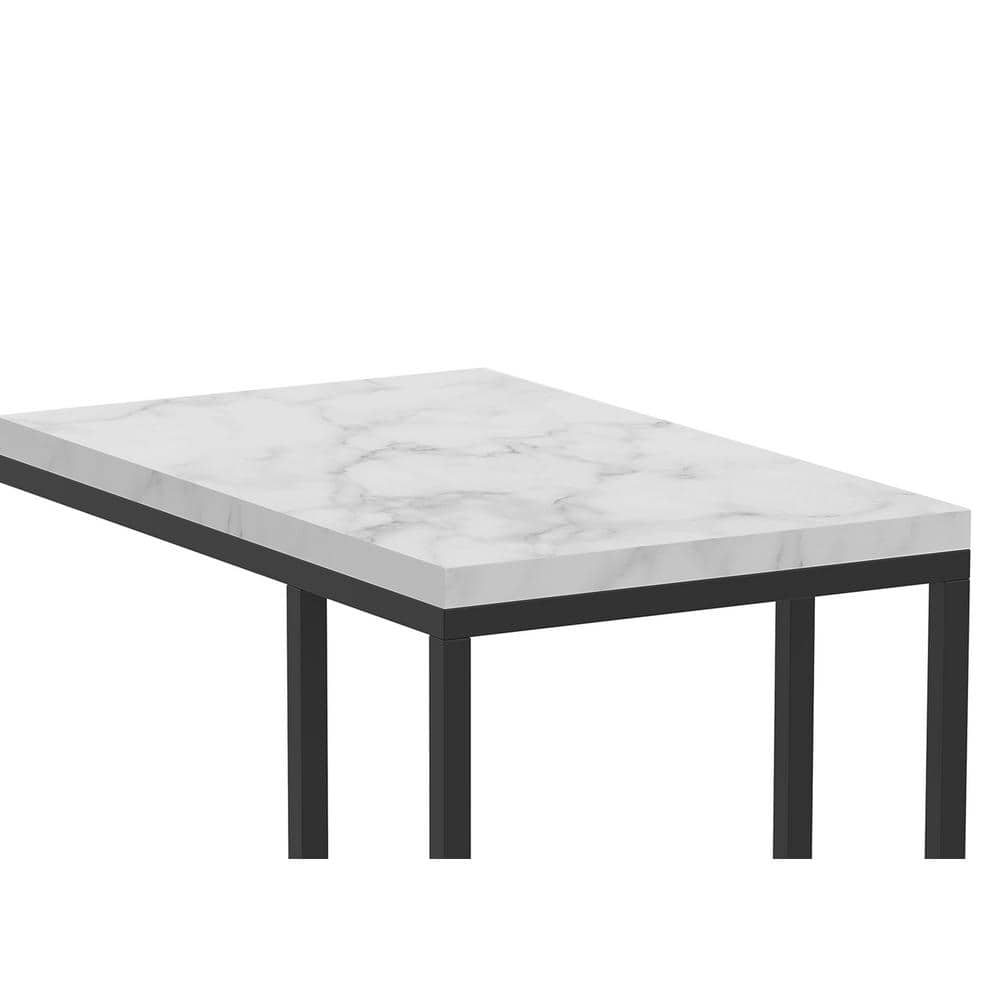 Sleek Modern Marble & Black Metal C-Shape Living Room Table